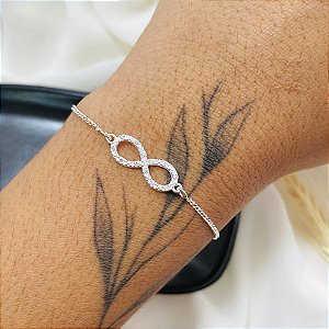 Pulseira Infinito Cravejado Prata 925