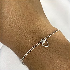 Pulseira Kids Coração Vazado Prata 925