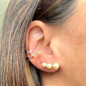 Brinco Mini Ear Cuff Pérolas Prata 925