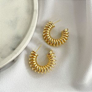 Argola Espiral Semijoia Banho de Ouro 18k