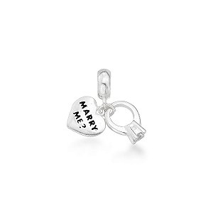 Berloque Coração Anel Casa Comigo Prata 925