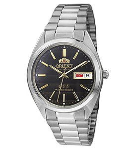 Relógio Orient Masculino Automático 3 Estrelas Prata Fundo Black 469WA3NHP1SX Original