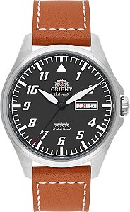 Relógio Orient Masculino Automático Aviador Sport Air Pilot YN6SC010 P2MX Pulseira de Couro Marron