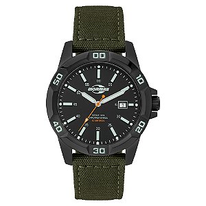Relógio Mormaii Masculino Analógico Esportivo Aço Preto Pulseira Tecido Verde Oliva MO2317AF/2P