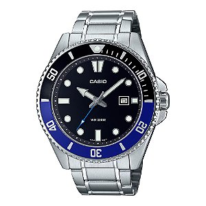 Relógio Casio Duro 44mm MDV-107D Diver Aço Azul/preto 200m Original