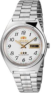 Relógio Orient Masculino Automático Aço Prata Mostrador Branco Números Arábicos 469WB1NH B2SX