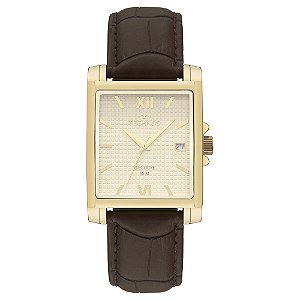 Relógio Technos Executive Masculino Analógico Dourado Pulseira Couro Marrom 2115UDG/0X