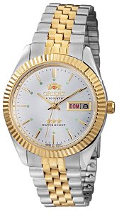 Relógio Orient Masculino Automático 3 Estrelas Aço Bicolor Prata Dourado 469ED1NH S1SK