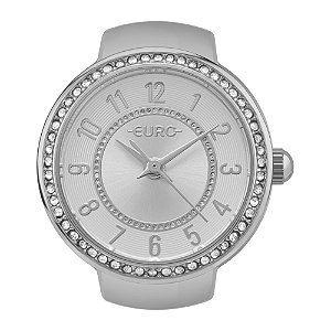 Relógio Anel Euro Feminino Analógico Unique Aço Prata Com Strass EU2035YYJ/4K