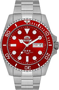 Relógio Orient Masculino Automático Submariner Aço Mostrador Vermelho NH3SS009 W1SX Original
