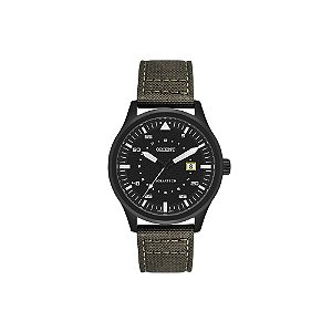 Relógio Orient Masculino Solartech Analógico Aço IP Black Pulseira Nylon Verde MPSN1005 P1EX