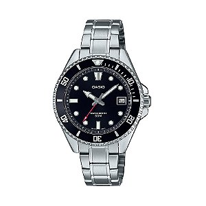 Relógio Casio Masculino Mini Duro Aço Prata Fundo Preto MDV-10D-1A1 Original