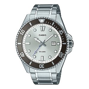 Relógio Casio Duro Masculino Analógico Aço Inox Prata 200m MDV-107D-7AVDF