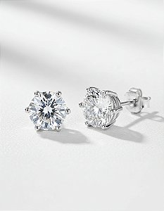 Brinco 8mm Moissanite de Prata 925 com Ródio