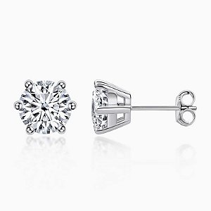 Brinco 8mm Moissanite de Prata 925 com Ródio