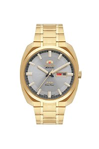 Relógio Orient Masculino Automático 3 Estrelas Aço Dourado Fundo Claro F49GG021 S1KX