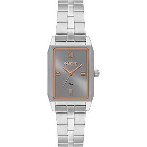 Relógio Orient Feminino Analógico Eternal Aço Prata Retangular Mostrador Cinza LBSS0095 G3SX
