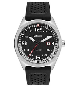 Relógio Orient Masculino Analógico Solartech Aço Prata Silicone Preta MBSP1040 P2PX