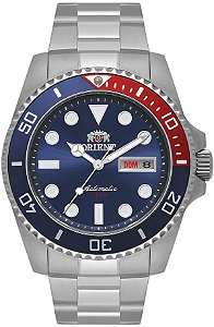 Relógio Orient Masculino Automático F49SS026NH Submariner Pepsi Azul 42mm Aço Inox 10 ATM