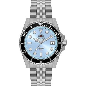 Relógio Orient Masculino Automático Submariner Safira Azul Celeste YN6SS023 A1SX Original