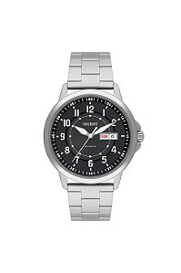 Relógio Orient Masculino Analógico Clássico Aço Prata Mostrador Preto MBSS1508P2SX