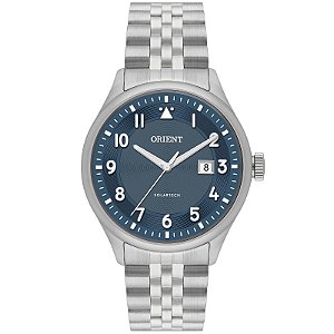 Relógio Orient Masculino Analógico Aço Prata Mostrador Azul Pulseira Jubilee MBSS1518D2SX