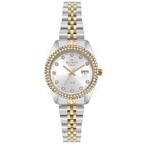 Relógio Technos Feminino Analógico Riviera Bicolor Pulseira Jubilee Cristais 2015CEZ1K