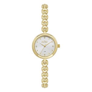Relógio Condor Feminino Analógico Dourado Pulseira Corrente Cristais 27mm CO2035NZT5K