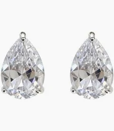 Brinco Gota 4x6mm Moissanite Prata 925