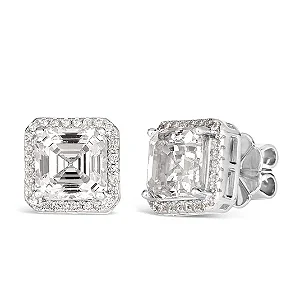 Brinco Quadrado Cravejado 5x5mm Moissanite Prata 925