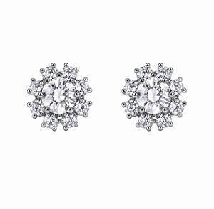 Brinco Flor 5,0mm Moissanite Prata 925 com Ródio