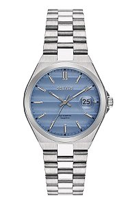 Relógio Seculus Masculino Analógico Automático Safira Aço Prata Fundo Azul 40mm 77313G0SVNA2