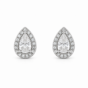 Brinco Gotinha 3x5mm Cravejada Moissanite Prata 925 com Ródio