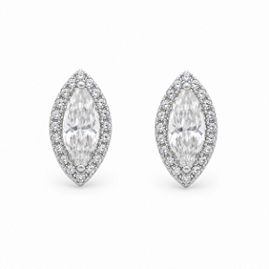 Brinco Navete 4x8mm Cravejado Moissanite Prata 925 com Ródio