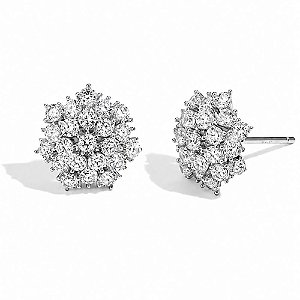 Brinco Chuveirinho  Moissanites 2mm e 1mm Prata 925 com Ródio
