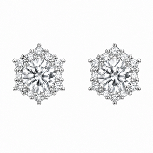 Brinco Ponto de Luz Sextavado Moissanite 5,0mm Prata 925 com Ródio