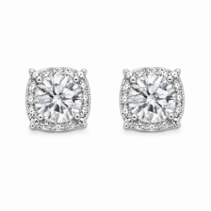 Brinco Ponto de Luz Moldura Moissanite 6,0mm Prata 925 com Ródio