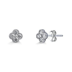 Brinco  Trevo Moissanite 3,2mm Prata 925 com Ródio