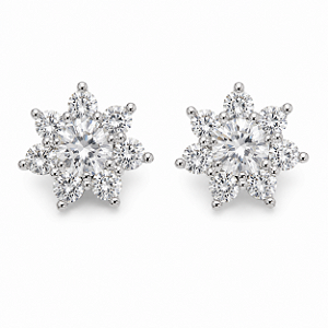 Brinco Flor Moissanite 4,0mm Prata 925 com Ródio