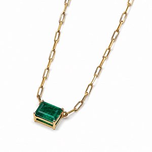Colar Esmeralda Natural 7x9 corrente elos Cart Ouro18k