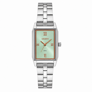 Relógio Orient Feminino Analógico Eternal Aço Prata Retangular Mostrador Cinza LBSS0095 G3SX