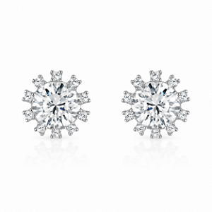 Brinco Ponto de Luz Cravejado 8mm Moissanite Prata 925 com Ródio
