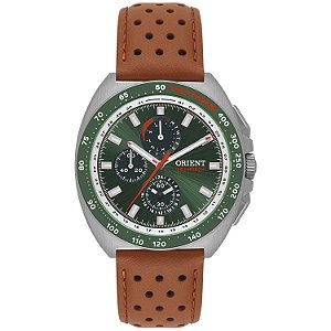 Relógio Orient Masculino Aço Calendário Perpétuo Safira 42mm Verde Sunray MBSCC070 E1MX