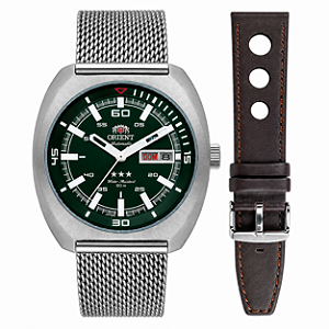 Relógio Orient 3 Estrelas F49SS023 E1SX Verde  Pulseira Couro Extra