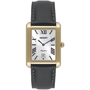 Relógio Orient GGSC1002 B3PX Retangular Dourado Safira Couro Preto
