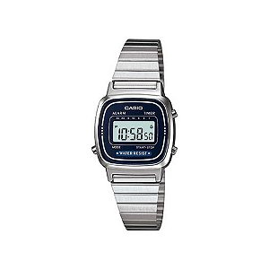 Relógio Casio Vintage Mini Feminino Prata Azul LA670WA-2DF
