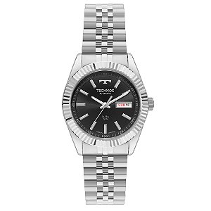 Relógio Technos Masculino Automático Riviera Aço Preto Day-Date 38mm 8205PU/1P