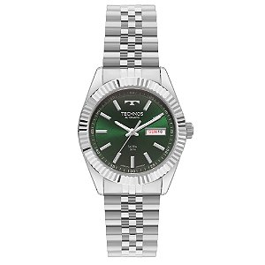 Relógio Technos Masculino Automático Riviera Aço Verde Day-Date 38mm 8205PU/1V