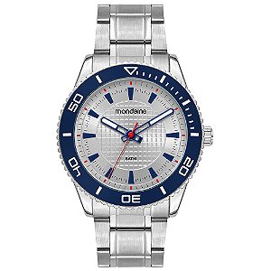 Relógio Mondaine Masculino Esportivo Aço Prata Bisel Rotativo 42mm 33026G0MVNE3