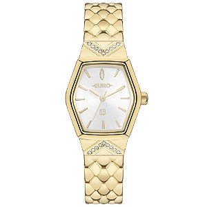 Relógio Euro Feminino Dourado Caixa Hexagonal Geométrico 26mm EU2035ZAD4K